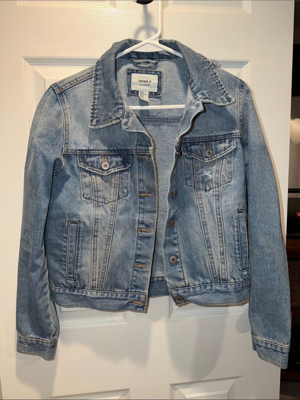 Forever 21 Faded Blue Denim Trucker Jacket S